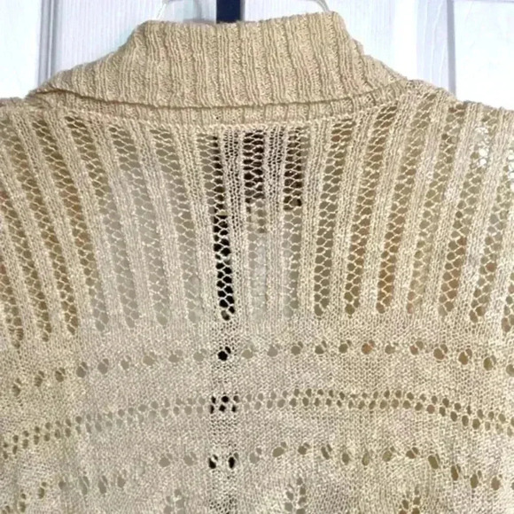 Pink Rose beige open cardigan lightweight sweater size Large - Picture 6 of 8
